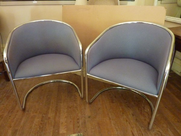 Pair of Modern Chrome Club Chairs