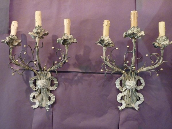 Pair of Antique French Bronze Sconces
