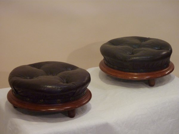 Pair Victorian Leather Footstools
