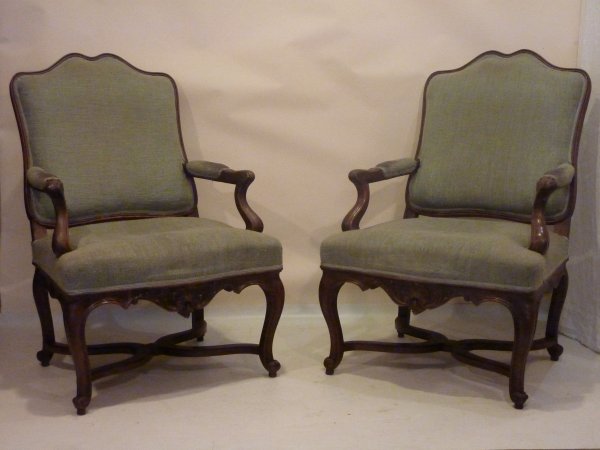 Pair Louis XV Style Armchairs A La Reine