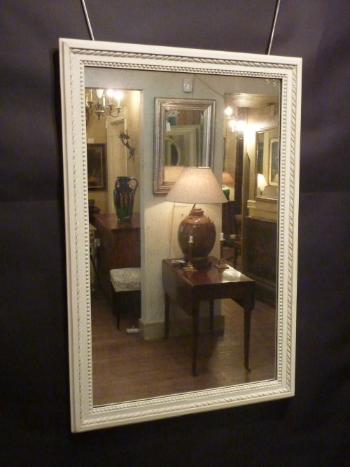 Louis XVI Style Large Whitewashed Mirror