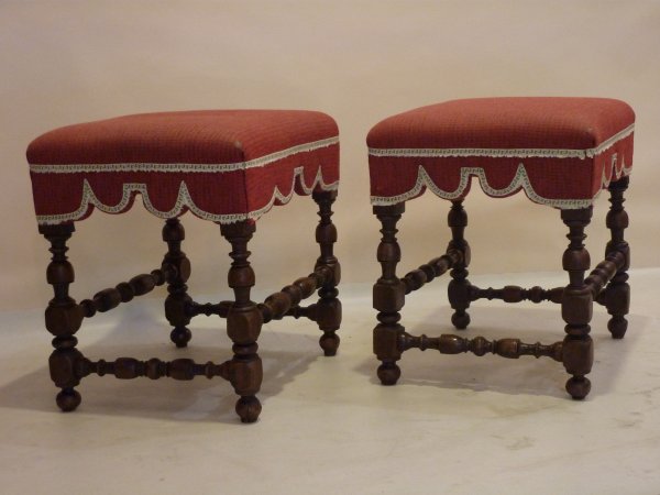 Antique Pair of Jacobean Style Stools