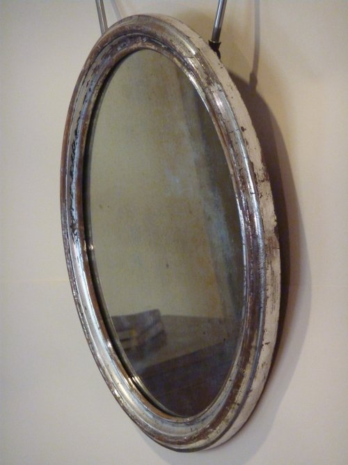 Antique Small Silverleaf Oval Mirror