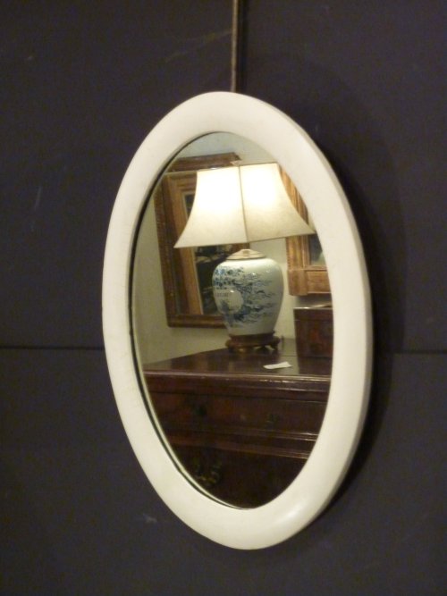 Small Gesso Oval Mirror