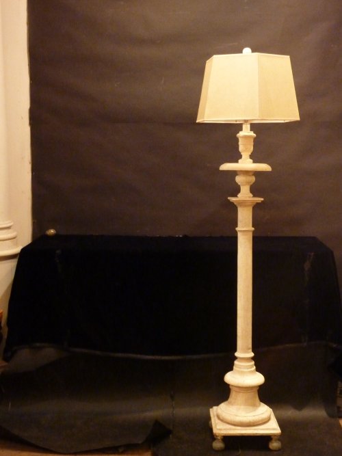 Wooden Torchiere Floor Lamp