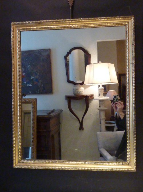 Mid Size Antique Silver Gilt Ripple Mirror