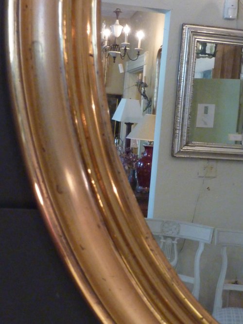 Small Antique Oval Brass Mirror