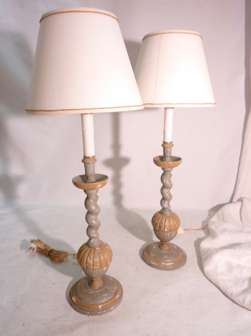 Pair Italian Candlestick Lamps