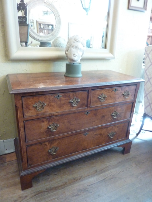  English Walnut Burl Chest