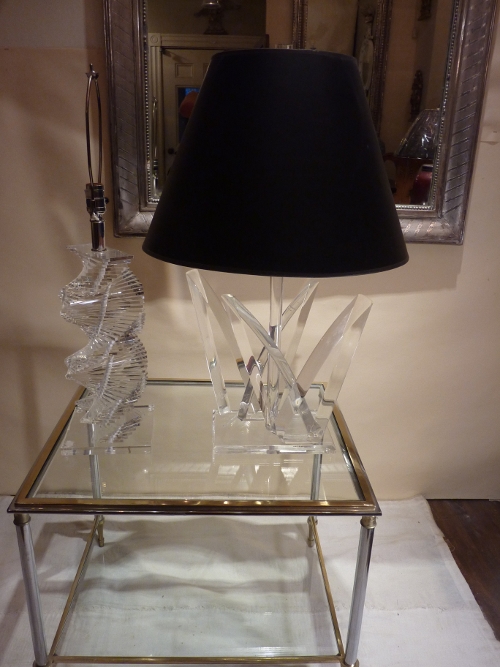 Two Mid Century Plexiglass Lamps