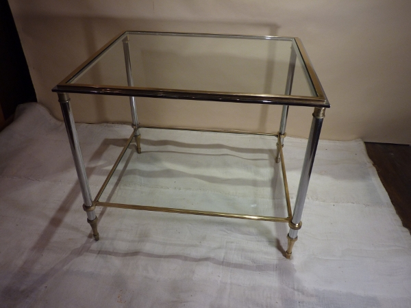 Chrome and Brass End Table