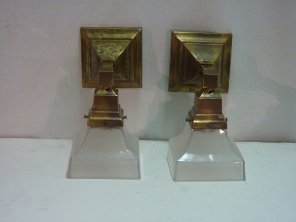 Brass Sconces with Glass Shades