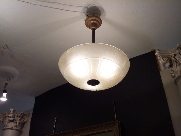 Pair Deco Glass Bowl Lights