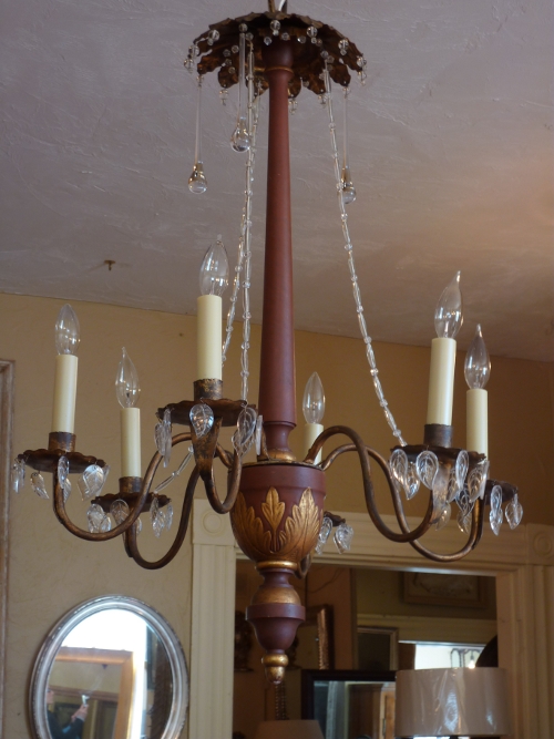 Italian Wood and Iron Chandelier