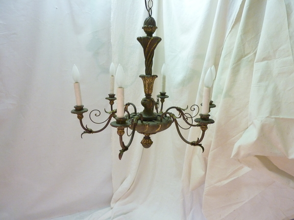 Italian Painted Wood and Iron Chandelier