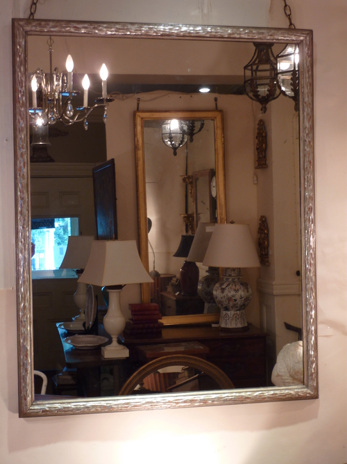 Large Chip Carved Silver Leaf Mirror