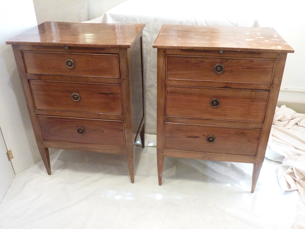 Pair Italian Walnut Comodini