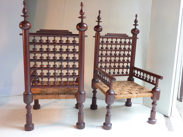 Low Indian Rosewood Armchairs