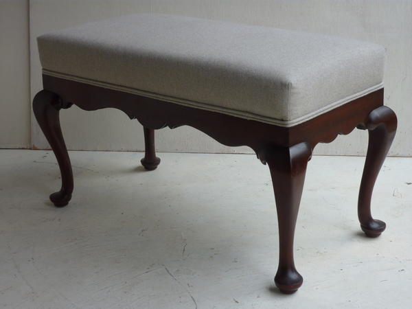 Walnut and Linen Bench