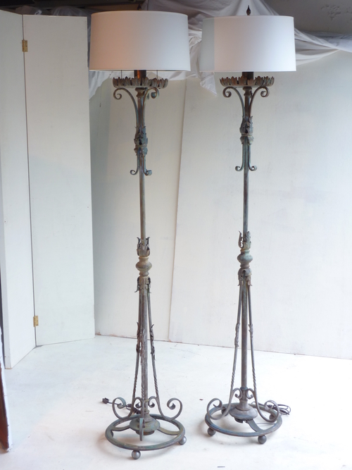 Pair Iron Torchieres