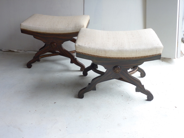 Two Faux Grain Painted Benches
