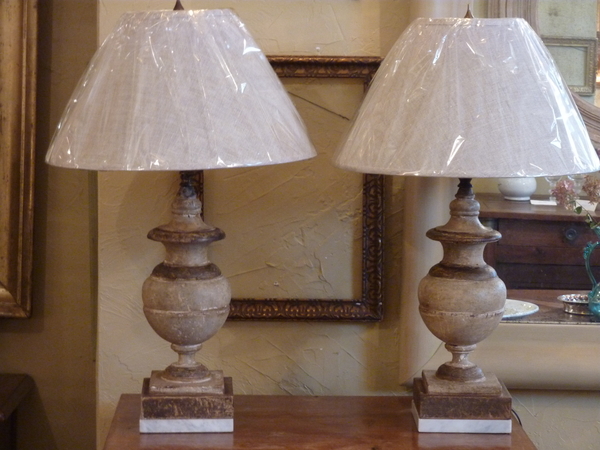 Pair Italian Painted Wood Lamps