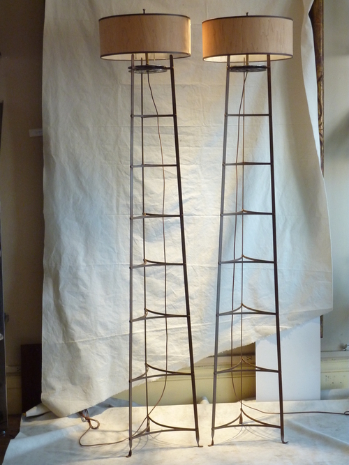 Pair Modern Torchiere Lamps