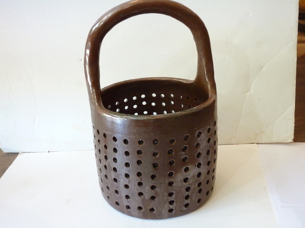 19th Century American Stoneware Sieve