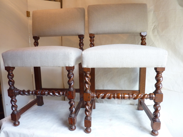 Pair Barley Twist Chairs