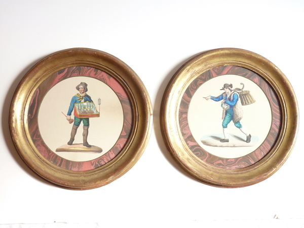 Pair Hand Colored Prints