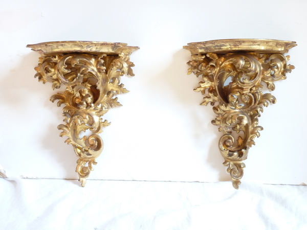Pair Carved Giltwood Brackets