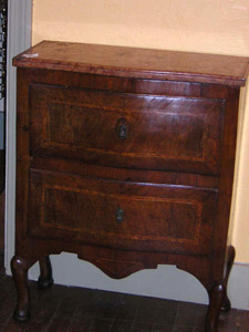 18th century Italian comodino with red marble top