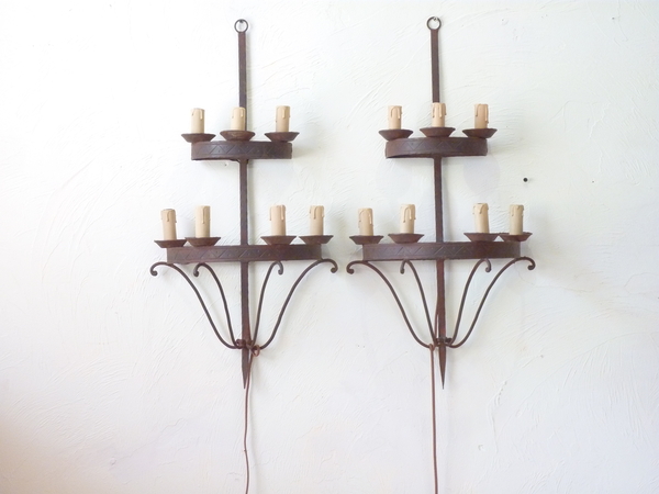 Pair Italian Iron Wall Sconces