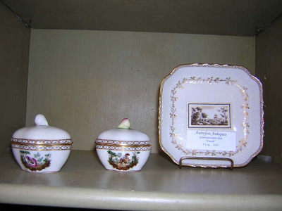 pair of Ginori porcelian covered salt dishes