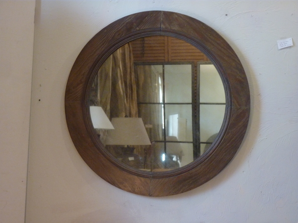 19th Century Pine Round Mirror