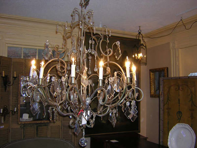 early 20th century French Iron and crystal chandelier