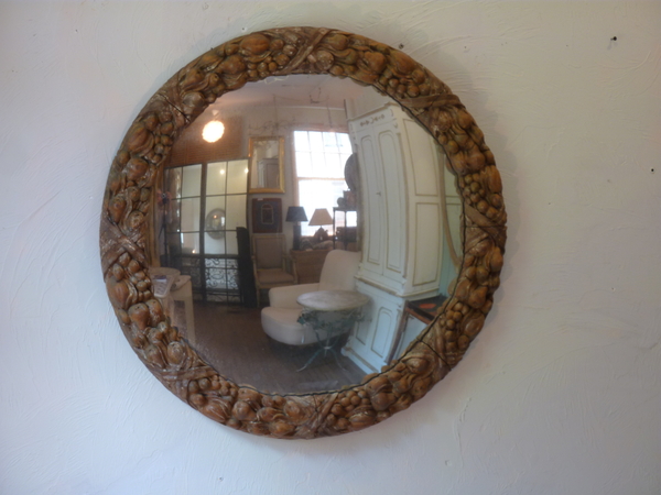 19th Century Carved Fruit Convex Mirror