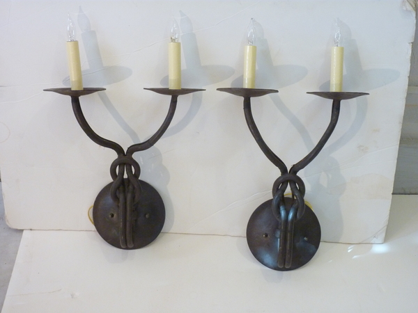 Pair Iron Knotted Sconces