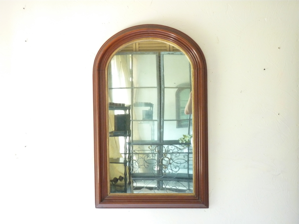 19th Century Walnut Curve Top Mirror