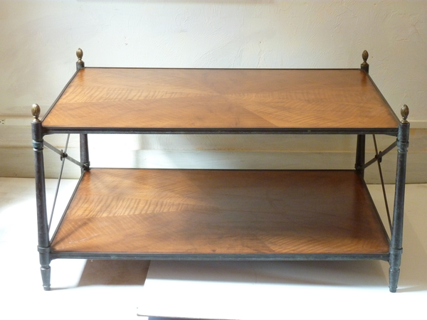 Modern Bronze and Fruitwood Coffee Table