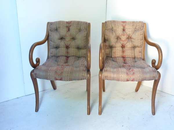 Pair Scroll Armchairs