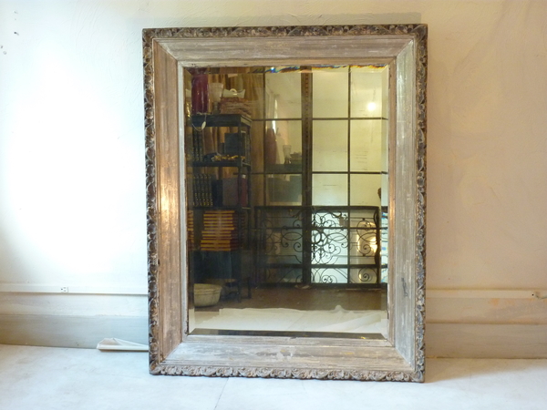 Rubbed Silver Rococo Style Mirror