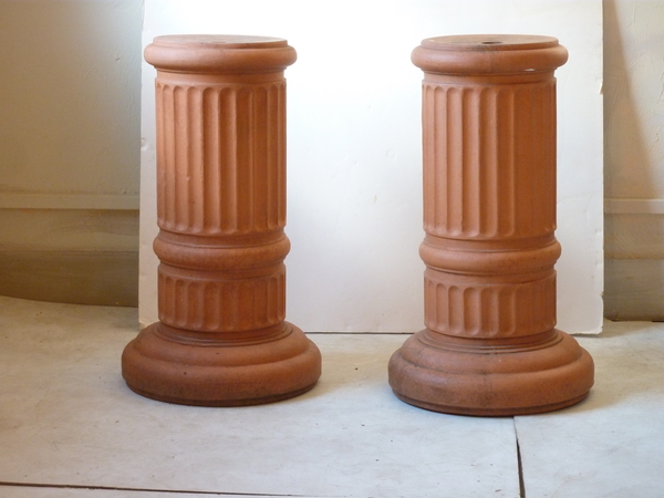 Pair Terracotta Column Pedestals