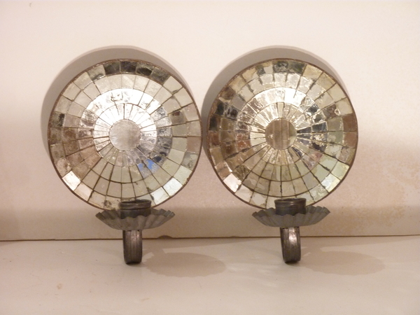 Pair American Tole Mirror Sconces