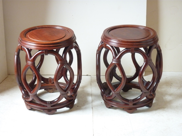 Pair Chinese Hardwood Stools