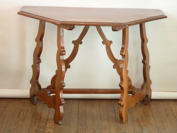 19th Century Italian Walnut D Console