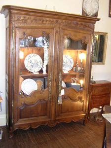 19th century French carved oak display cabinet