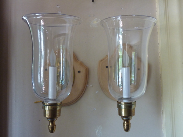 Pair English Hurricane Sconces