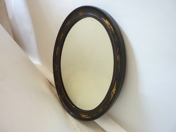 Chinoiserie Lacquer Oval Mirror