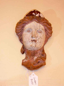 19th century carved wood fragment of a godess